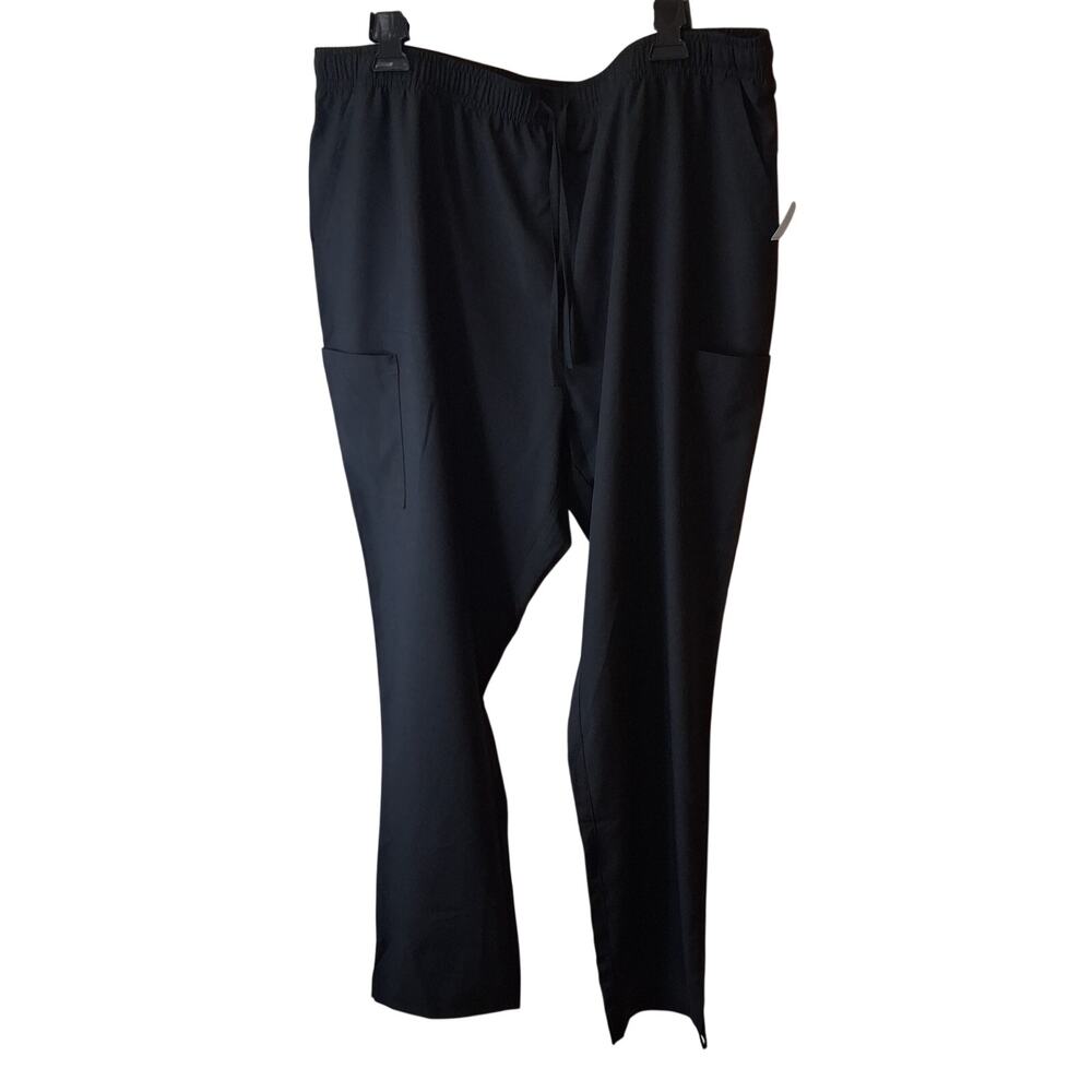 NWT Pandamed Women Black Medical Scrub Pant Elastic Drawstring Waist Stretch-2XL